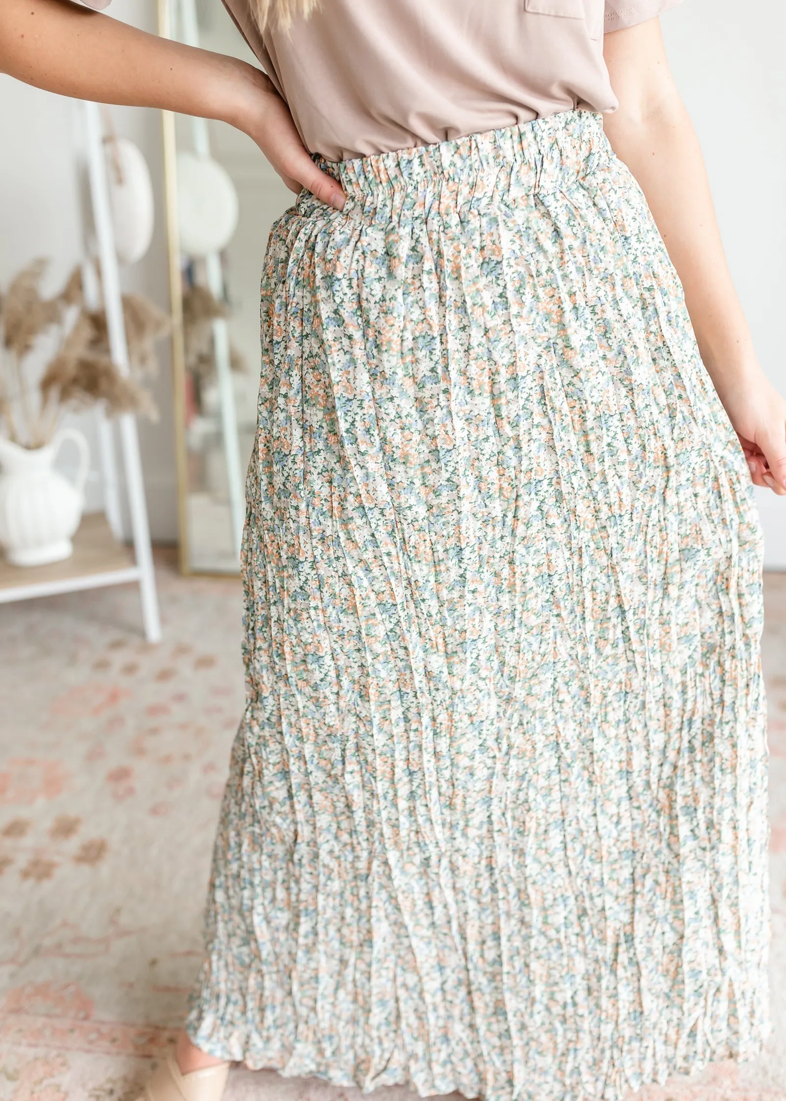 Floral Pleated Maxi Skirt - FINAL SALE