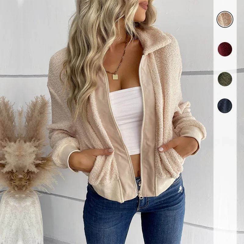 Flytonn-Fall Outfits Women Outwear Streetwear -women's outerwear women's coat New Fashionable Women's Solid Color Long Sleeve Lapel Shearling Jacket