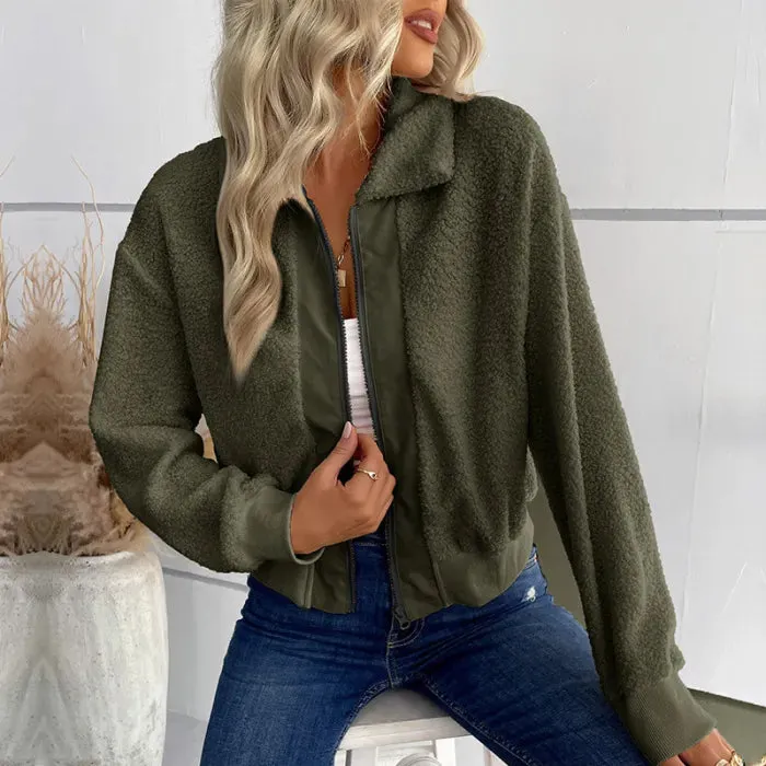 Flytonn-Fall Outfits Women Outwear Streetwear -women's outerwear women's coat New Fashionable Women's Solid Color Long Sleeve Lapel Shearling Jacket