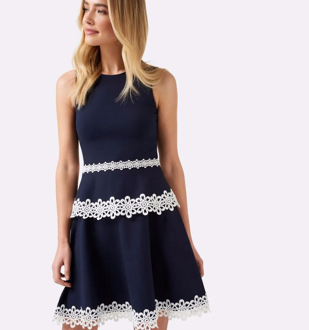 FOREVER NEW - April lace navy mini dress! 10