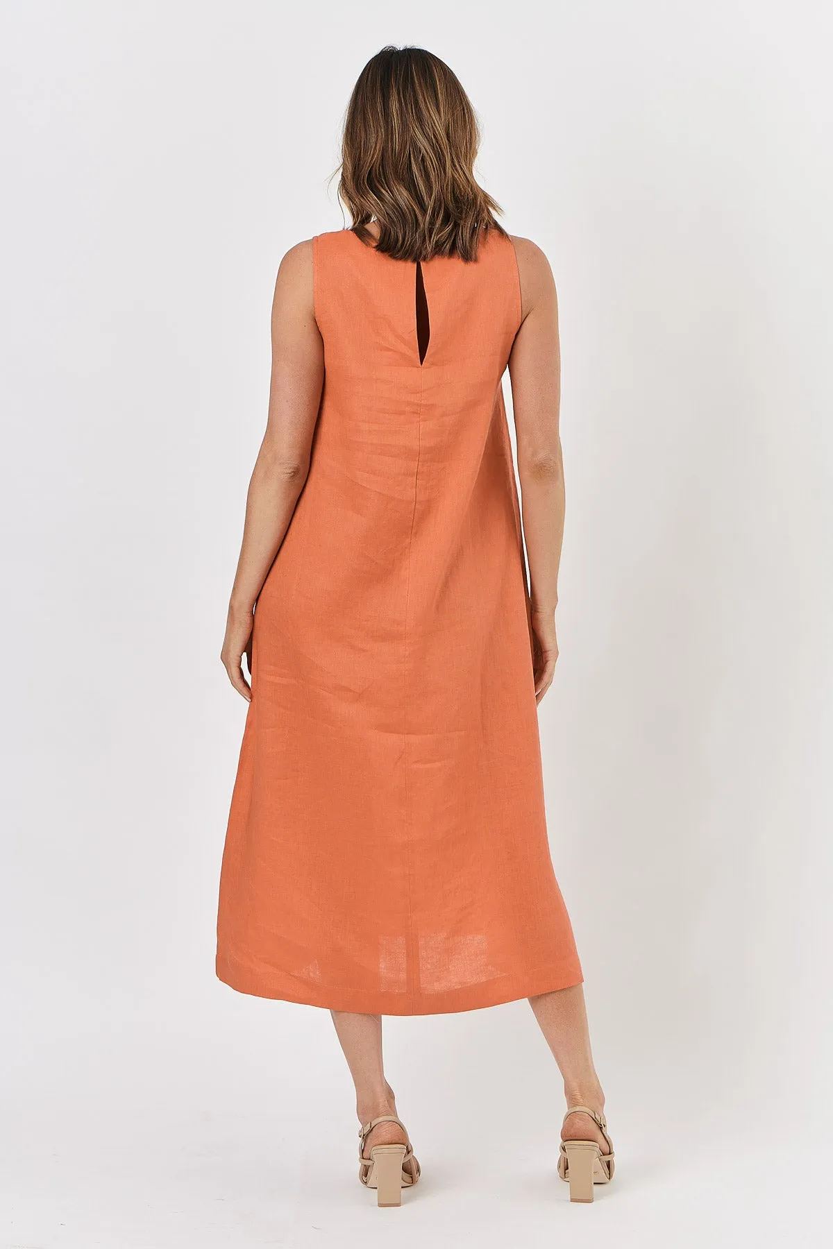 GA325 Linen Dress in Tandoori