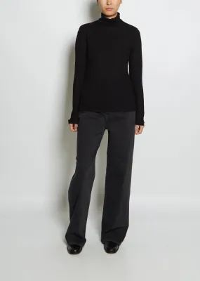 Gallinaran Viscose Wool Turtleneck Tee— Black