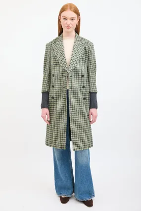 Green & Multi Wool Checkered  Coat