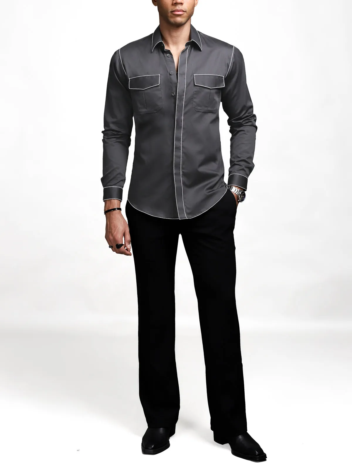 Grey Rich Handcrafted Shirt (Studio Collection)