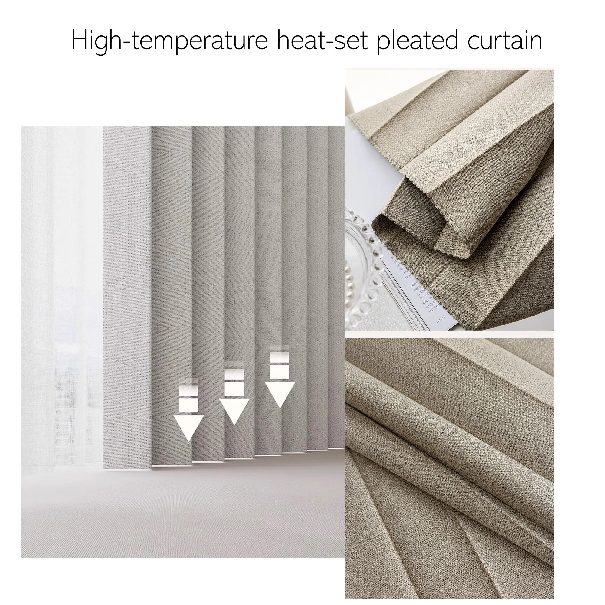 High-temperature Heat-set Defined Pleated Window Curtains Drapery