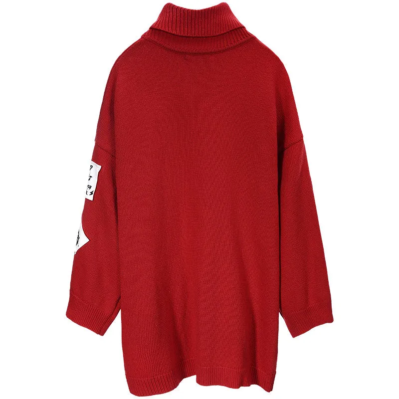 Hip Hop Patchwork Turtleneck Sweater