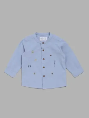 HOP Baby Pastel Blue Embroidered Shirt