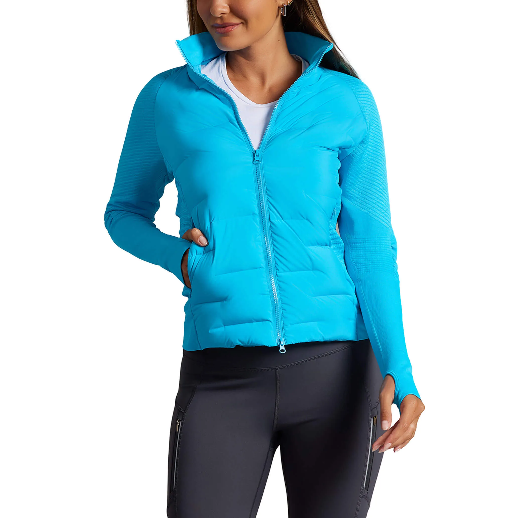 IBKUL Women's Hybrid Puff Jacket - Turquoise