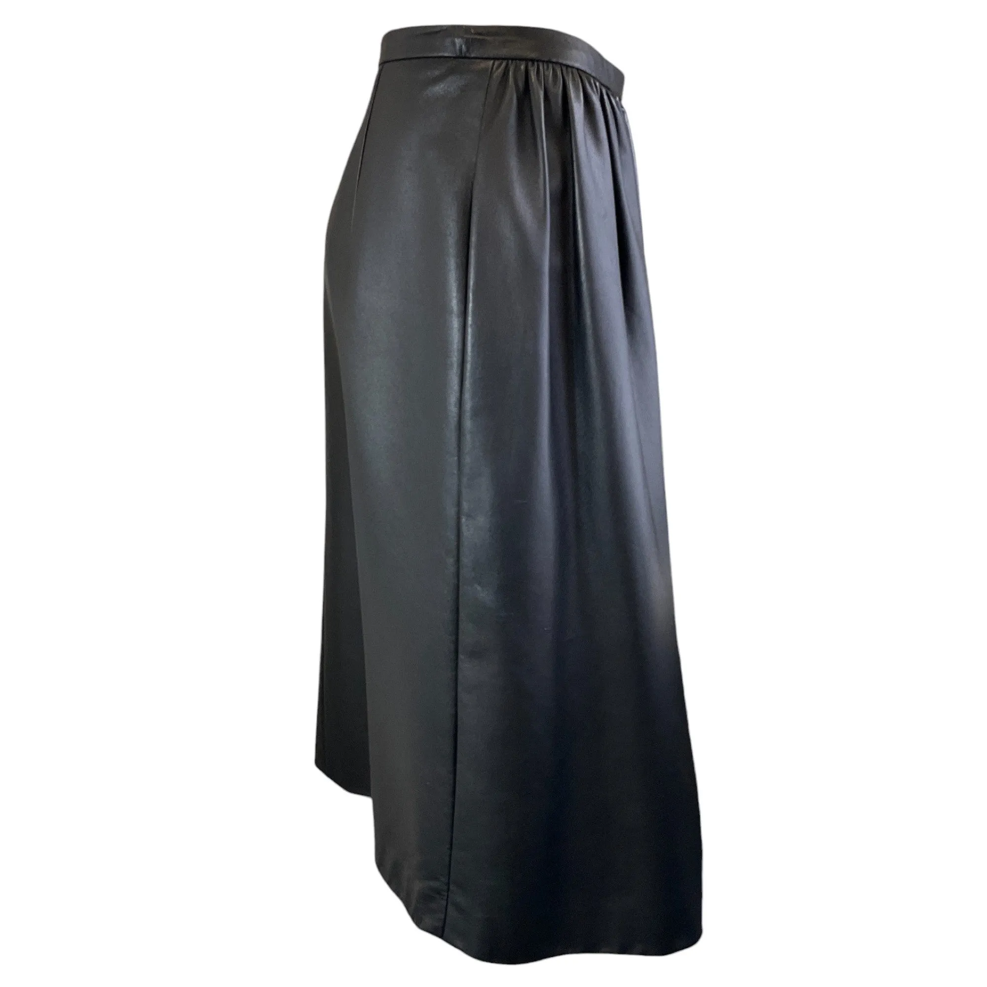 J. Mendel Black Lambskin Leather Midi Skirt