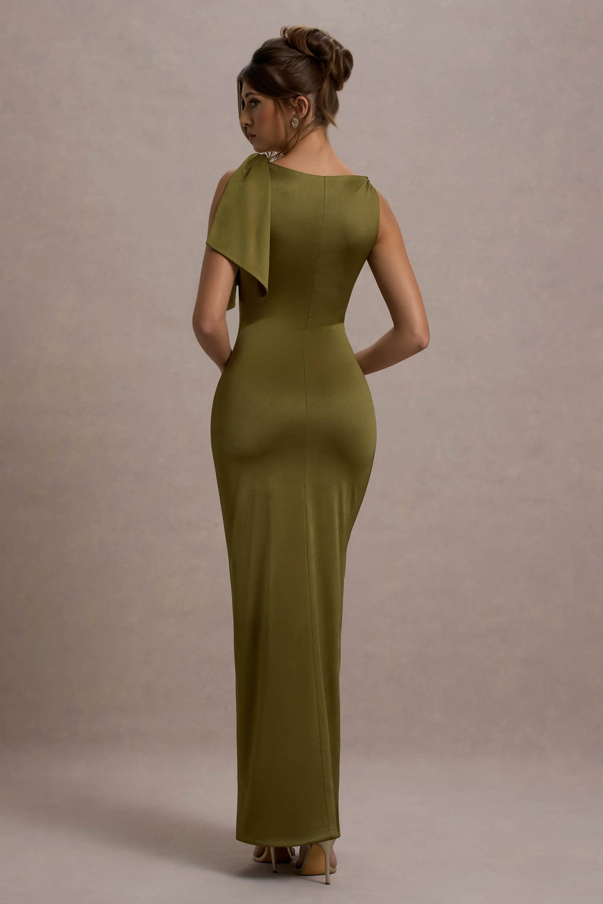 Kacey | Olive Twisted Knot Maxi Dress