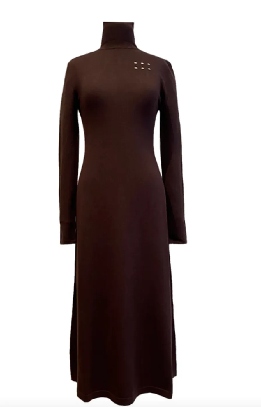 Kallmeyer Chocolate Knit Signet Turtleneck Dress