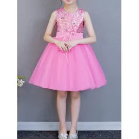 Kids Girls Modern Sleeveless Easy Round Neck Fantastic Pleated Skirt Wonderful Dress - C3987ZWKGD