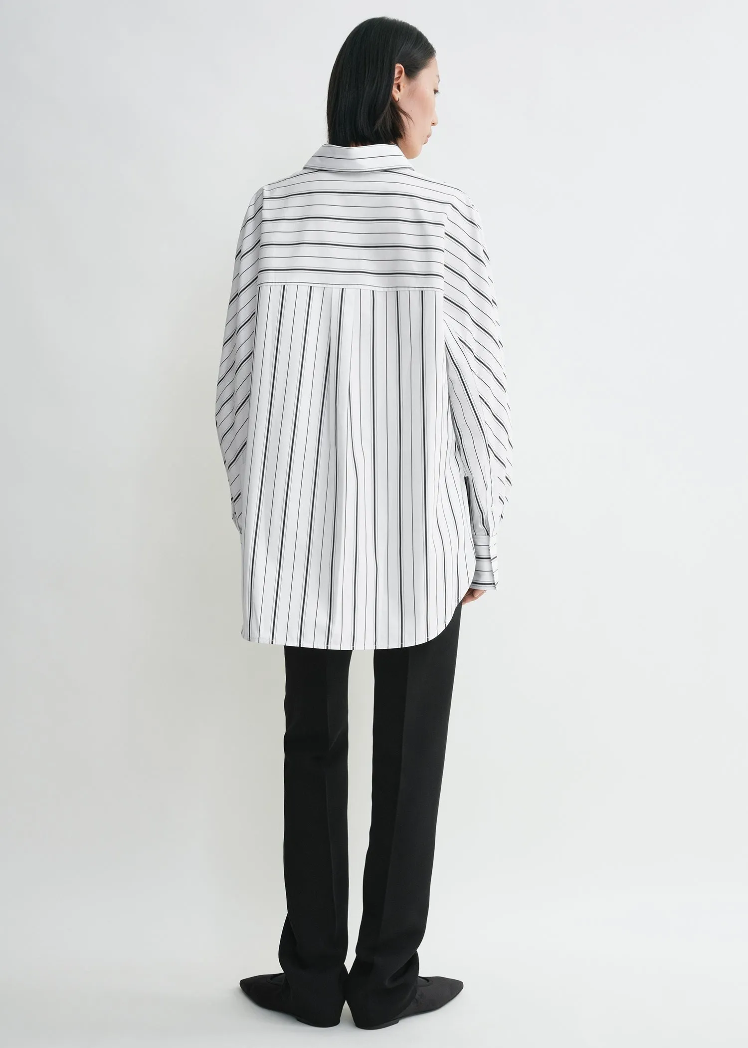 Kimono-sleeve striped shirt white/black