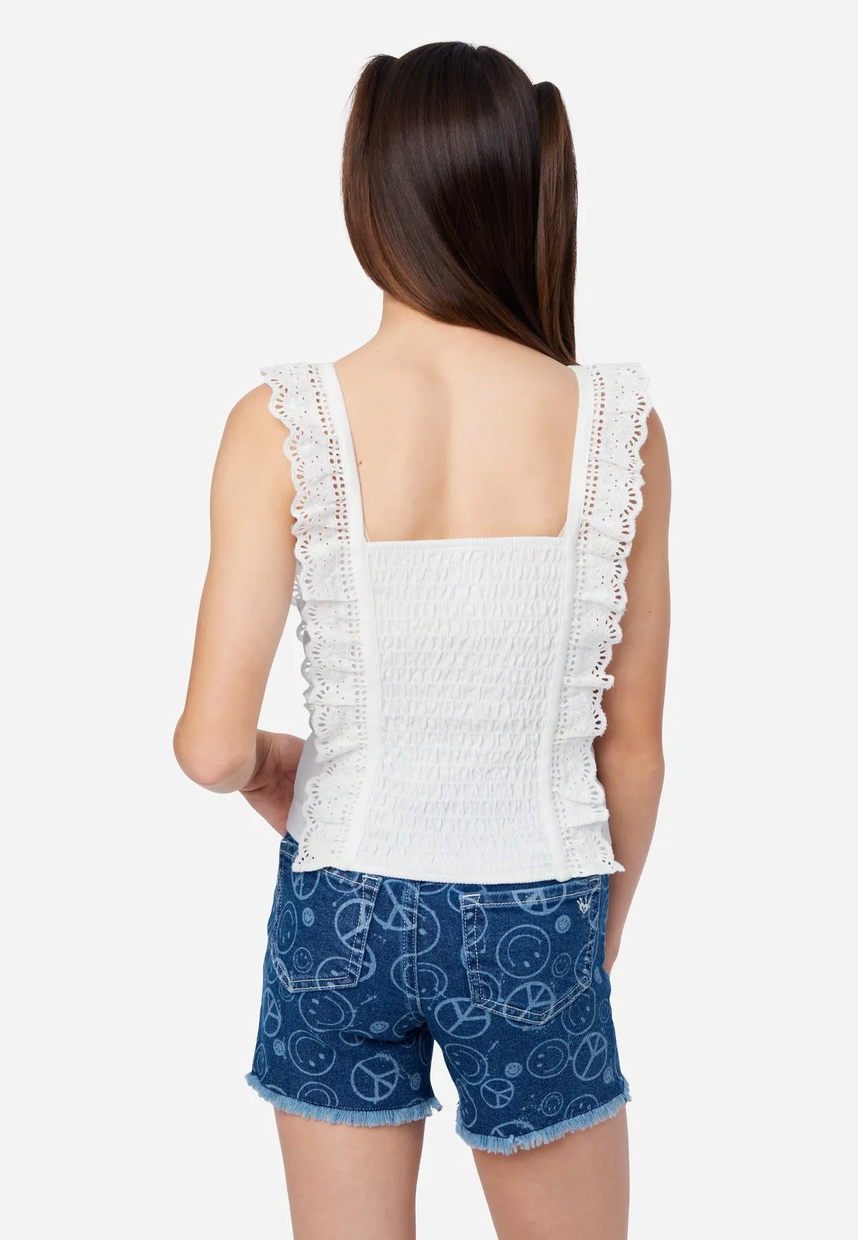 Knit Eyelet Smocked Tank