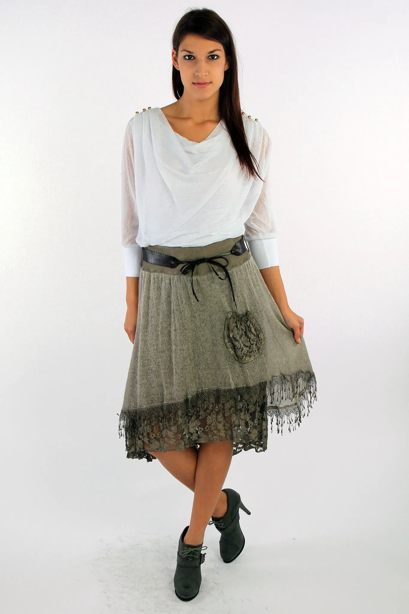 Knitted Holandesa Midi Skirt