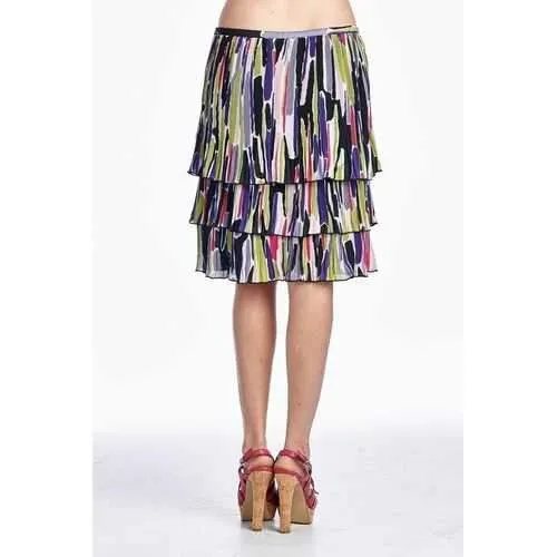 Larry Levine Layered Pleated Skirt