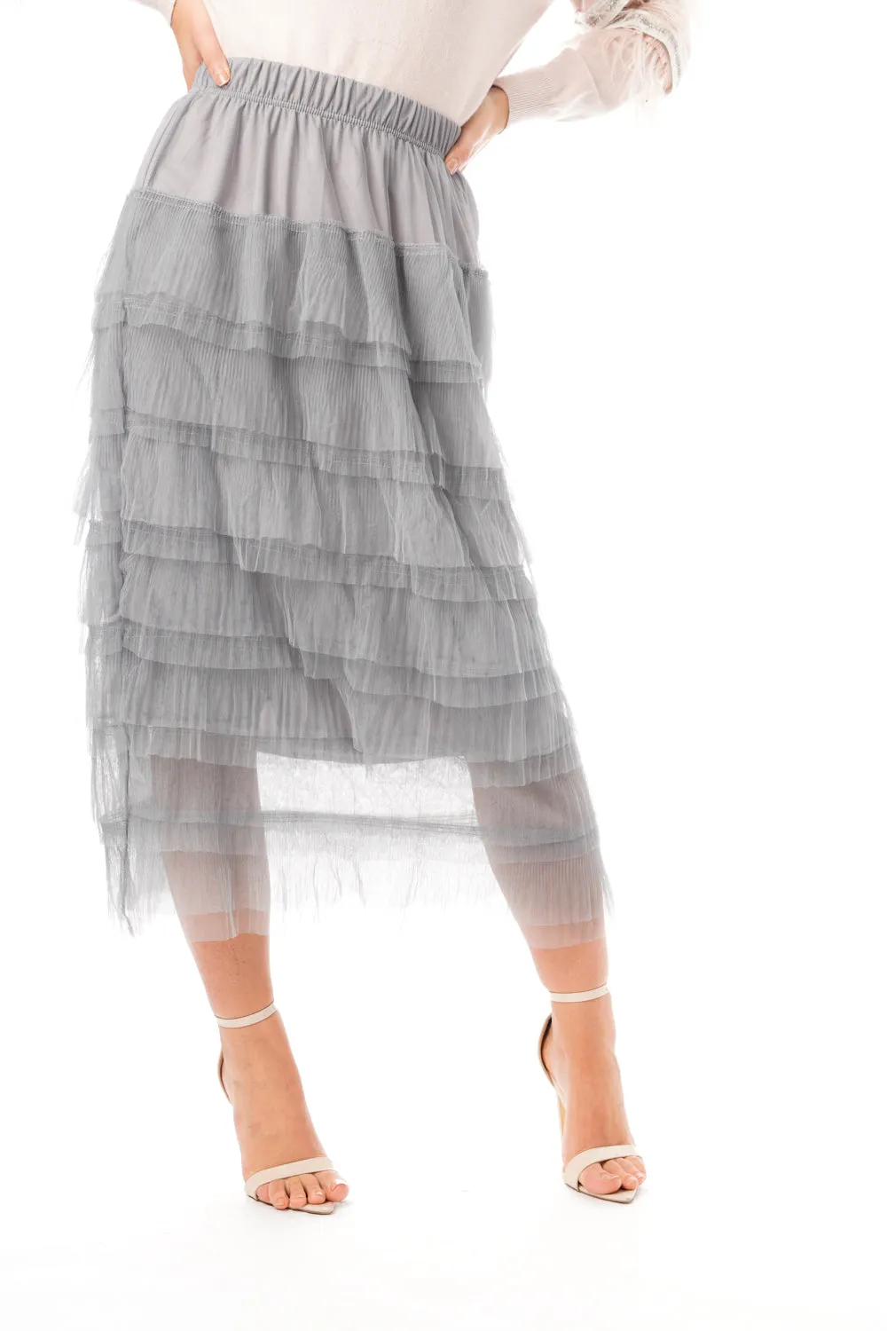 Layered Tulle Mesh Long Skirt