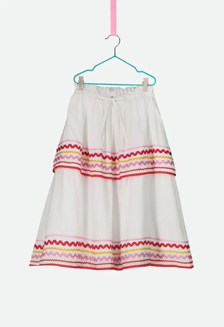 Layered Wave Embroidered Skirt