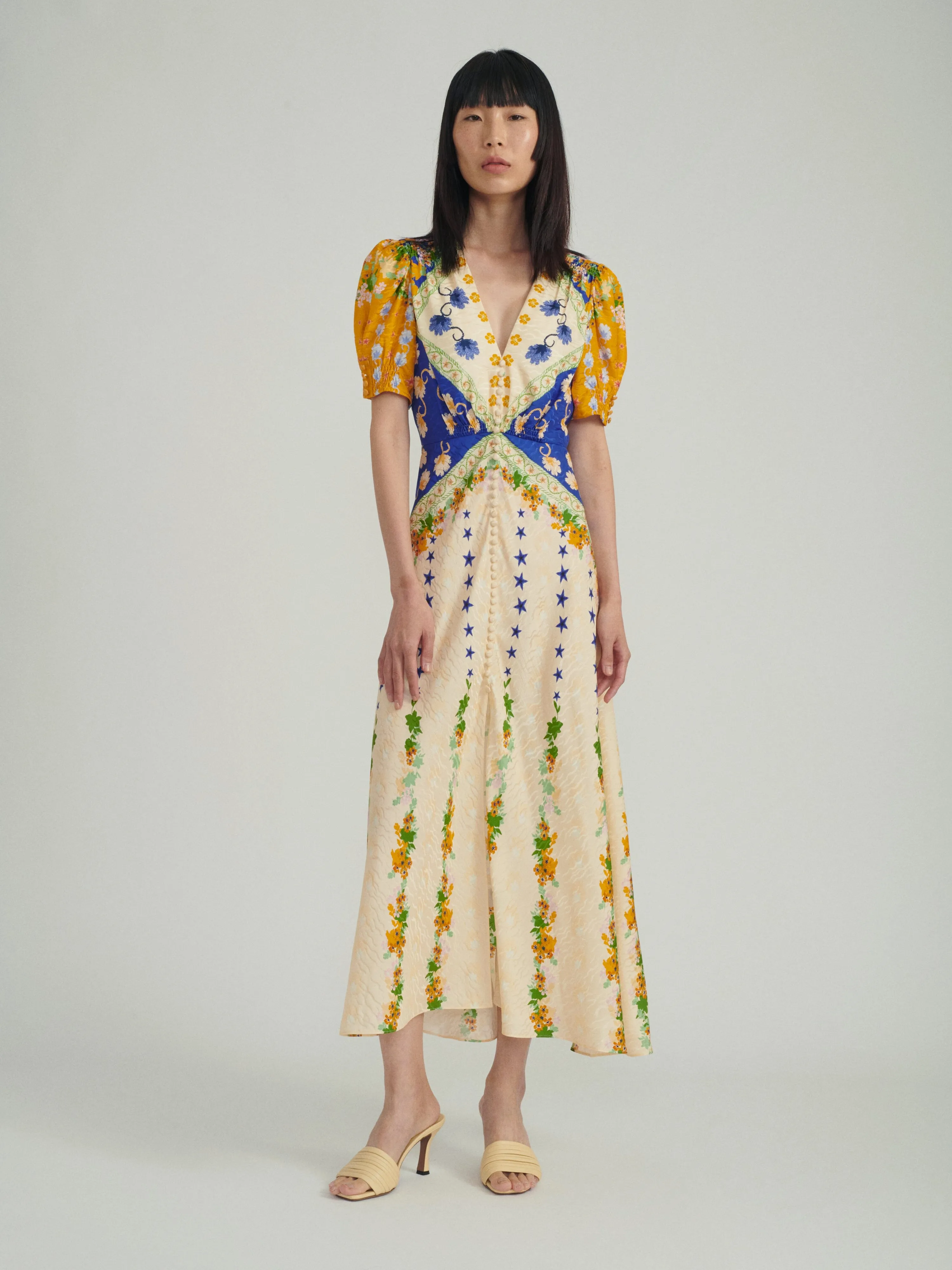 Lea Long Dress in Fresh Lupins print