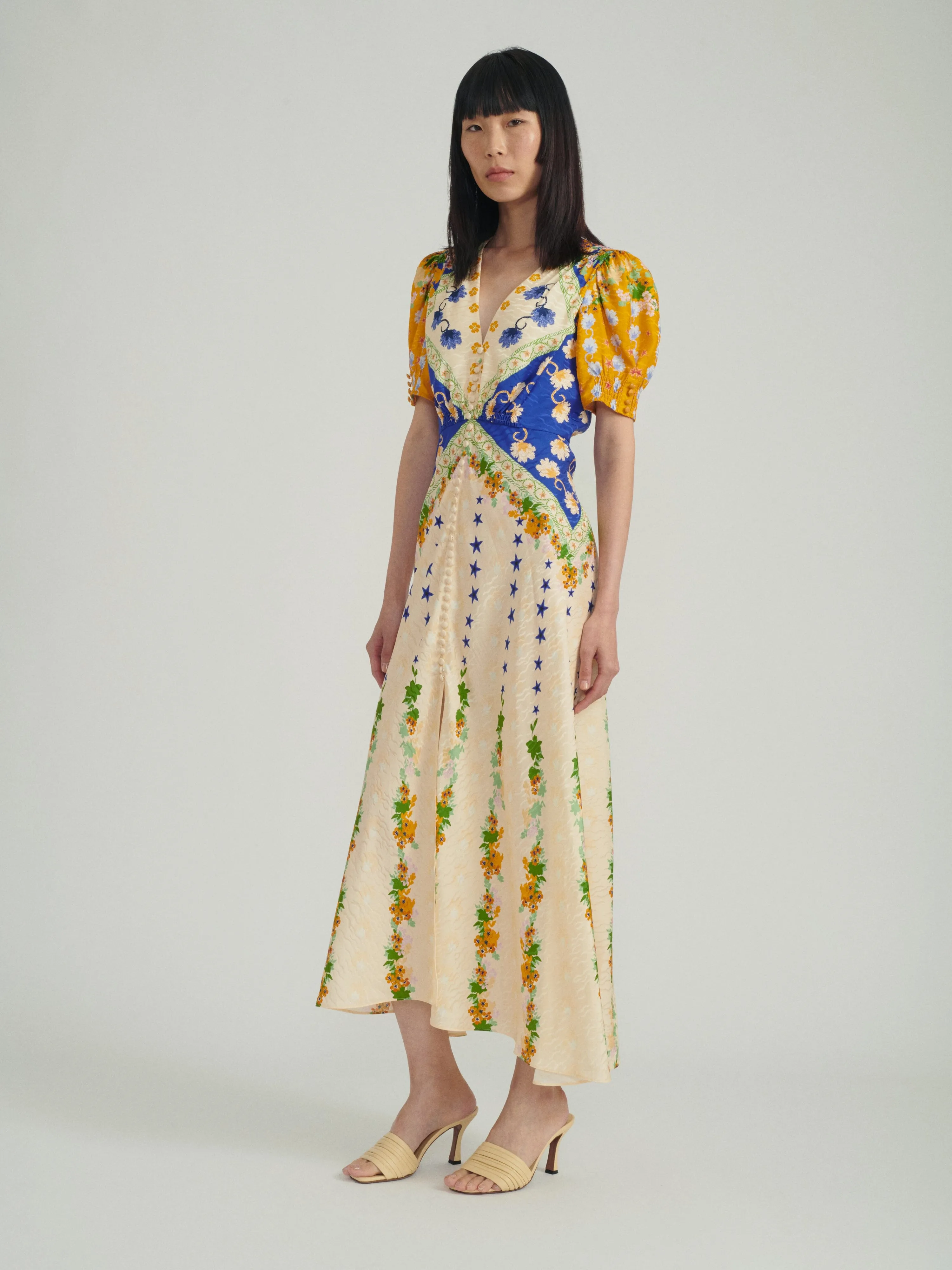 Lea Long Dress in Fresh Lupins print