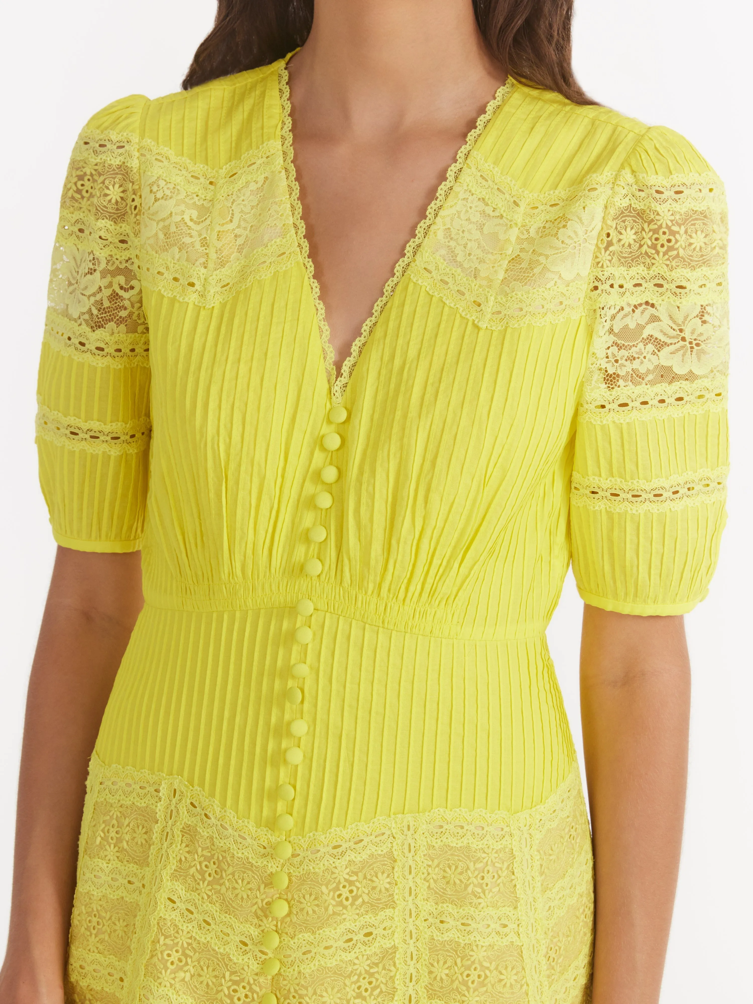 Lea Long Lace Dress in Citrine