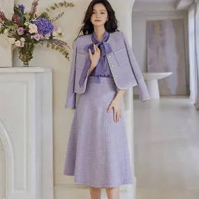 Lilac Two Piece Jacket and A-Line Skirt Set