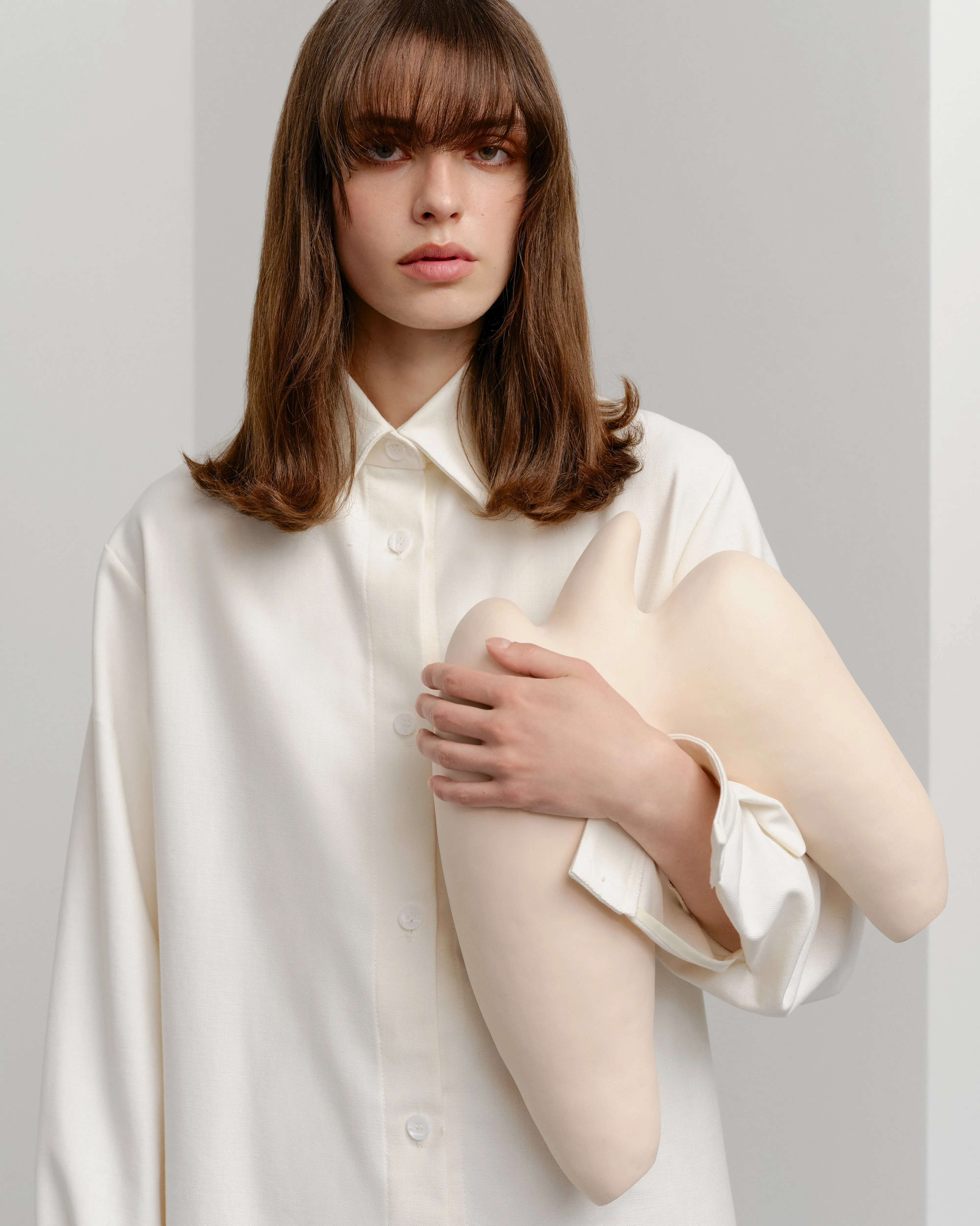 Long-line shirt - Milky White