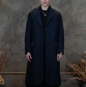 Long peak lapel coat dark navy