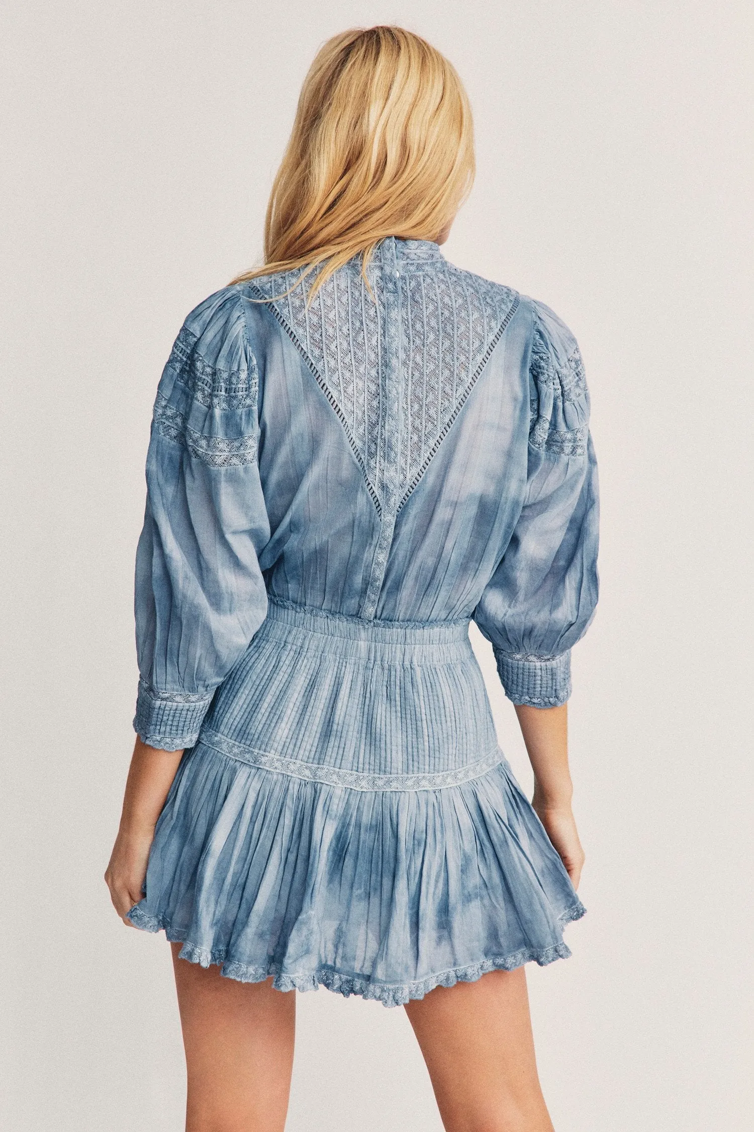 Love Shack Fancy - Viola Dress in Pacific Indigo Hand Dye