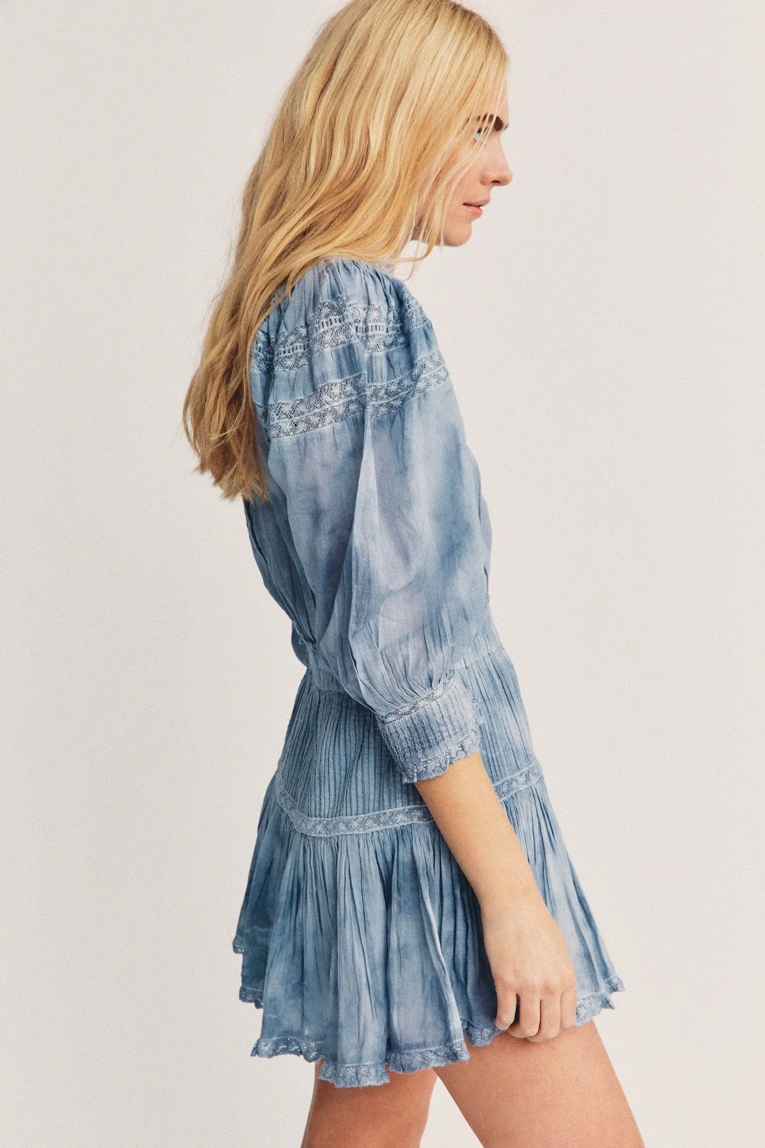 Love Shack Fancy - Viola Dress in Pacific Indigo Hand Dye