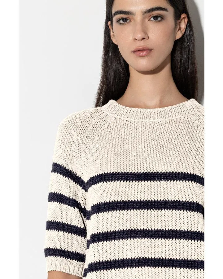 Luisa Cerano Stripe 1/2 Sleeve Knit Pullover