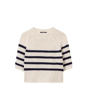 Luisa Cerano Stripe 1/2 Sleeve Knit Pullover