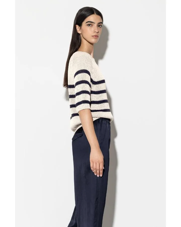 Luisa Cerano Stripe 1/2 Sleeve Knit Pullover