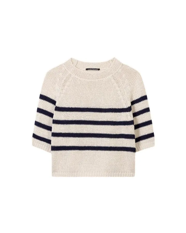 Luisa Cerano Stripe 1/2 Sleeve Knit Pullover