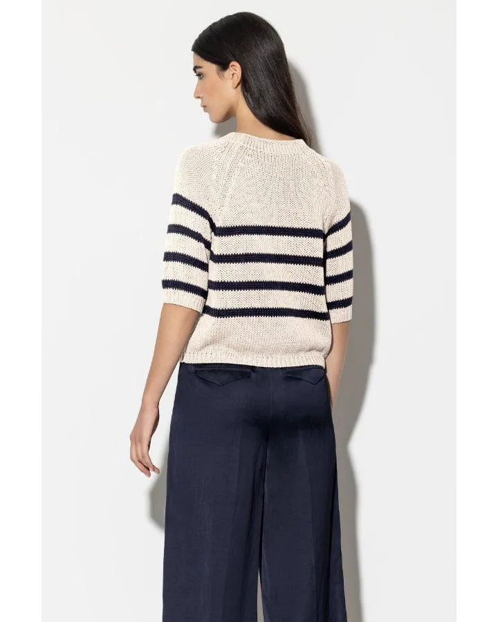 Luisa Cerano Stripe 1/2 Sleeve Knit Pullover