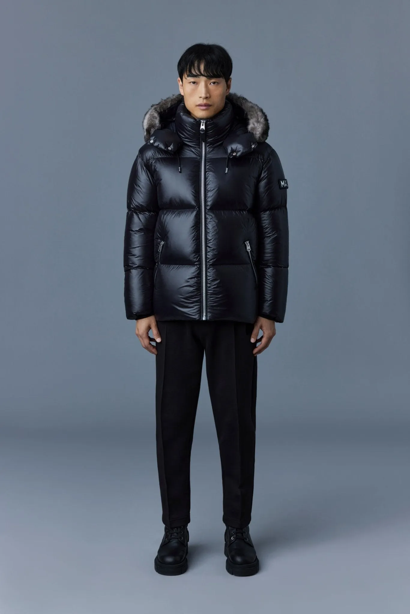 MACKAGE KENT-SH - Lustrous Light Down Jacket With Shearling