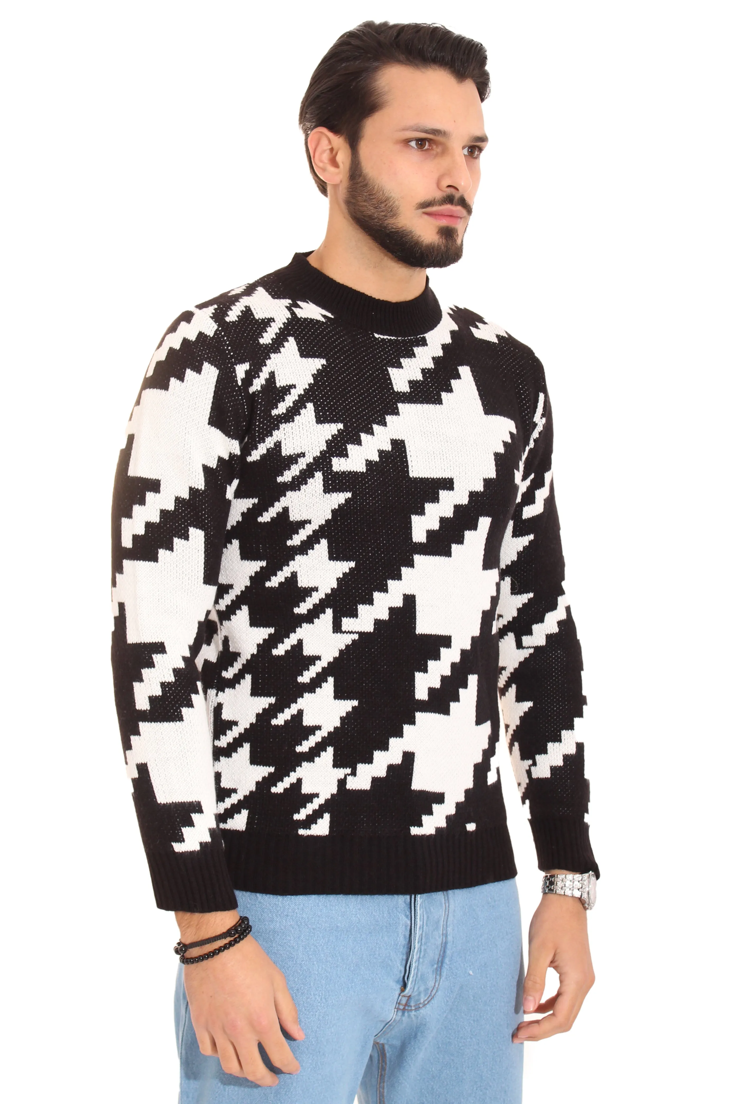 Maglione Uomo Pullover Girocollo Bicolore Art. Mg79