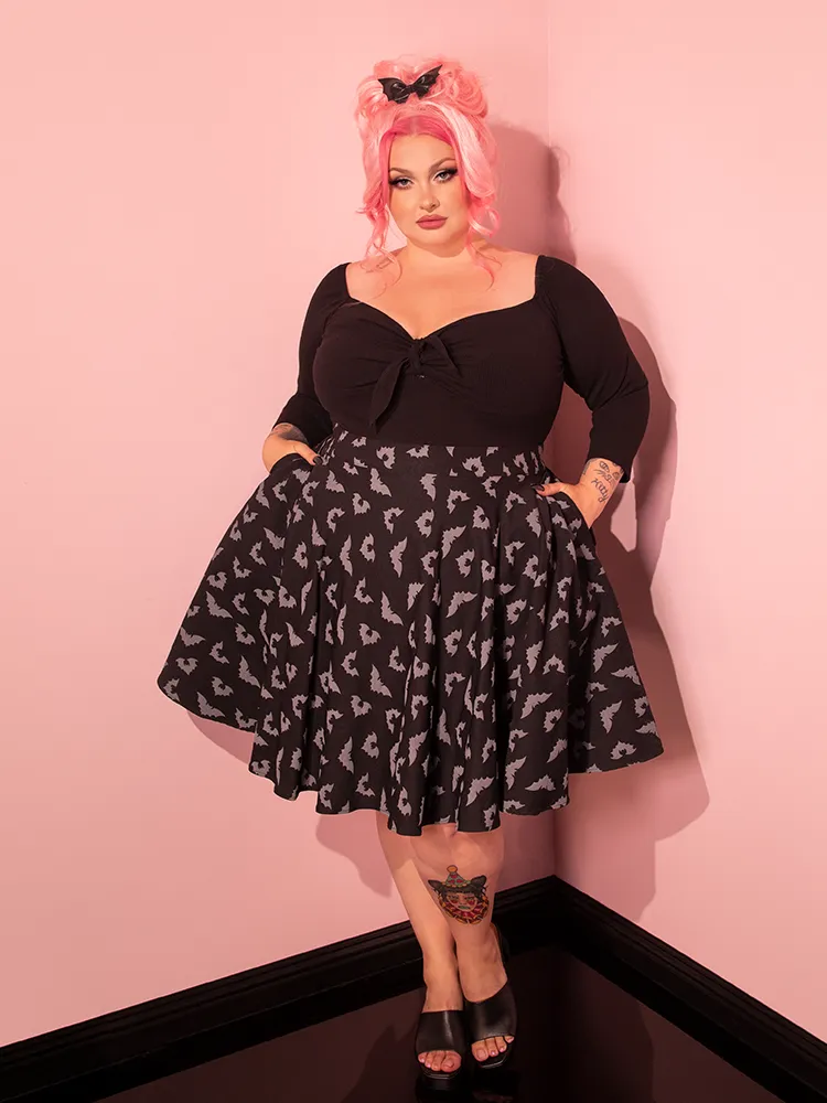 Maneater Skater Skirt in Glow-in-the-Dark Bat Print - Vixen by Micheline Pitt