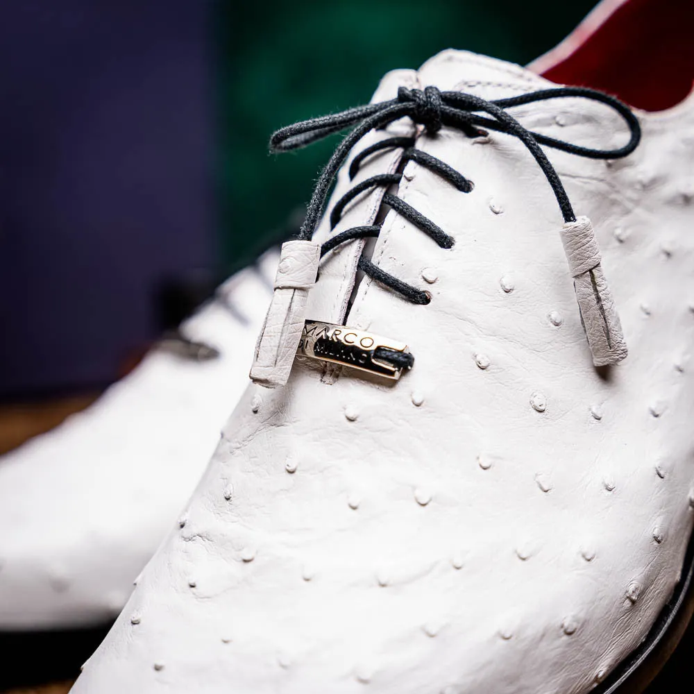 Marco Di Milano Criss Ostrich White Tassel Laced Oxford Shoes