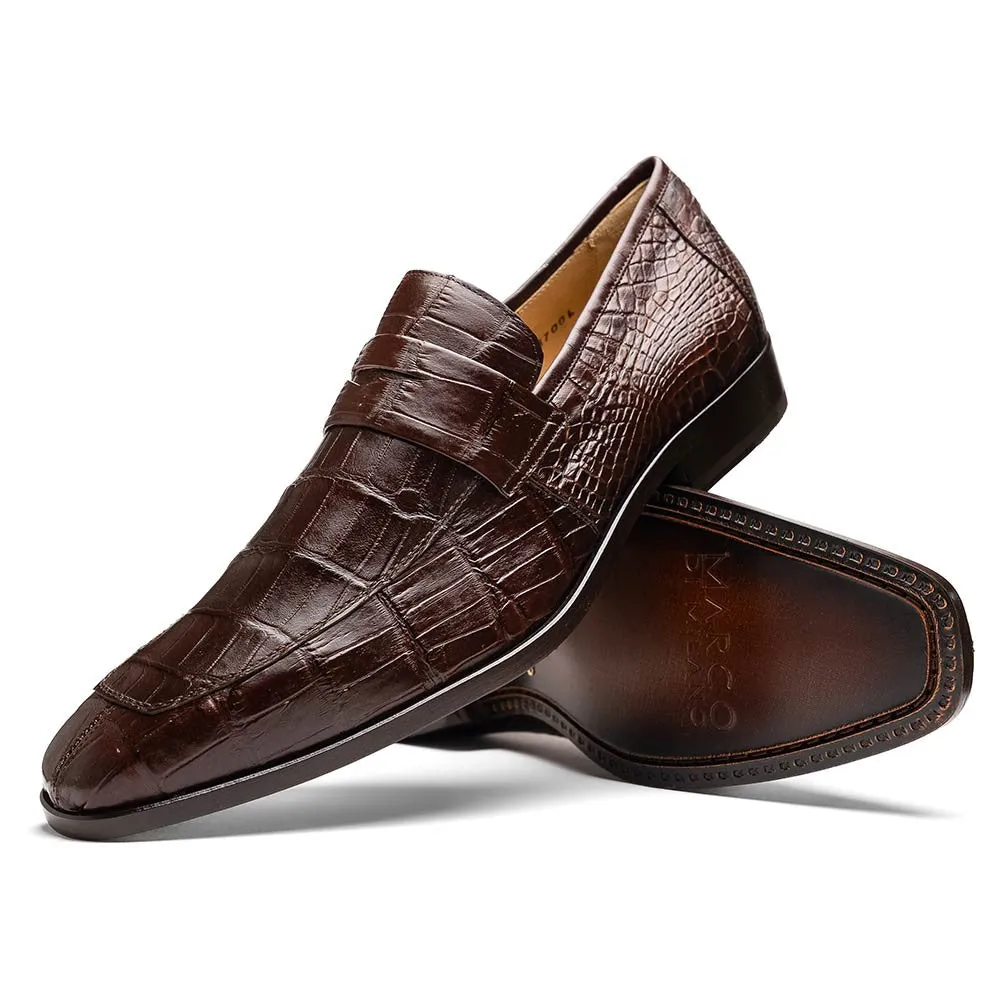 Marco Di Milano Matteo Brown Alligator Penny Loafers