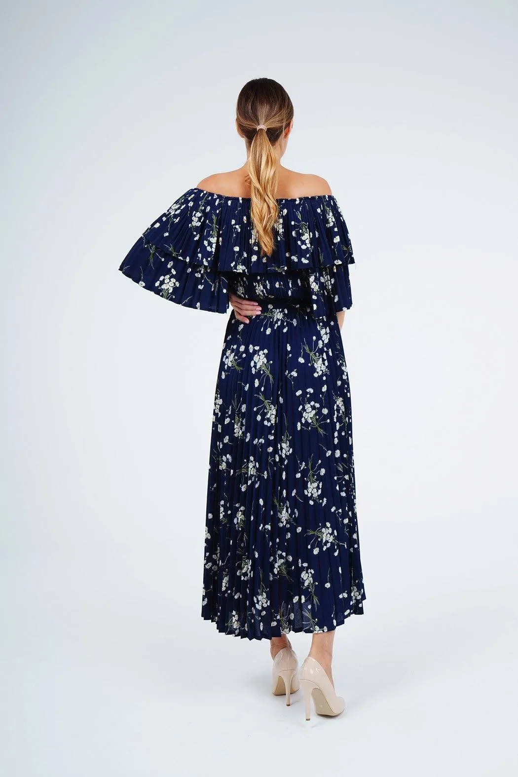 Marrie Summer Floral Skirt with Off Shoulder Top Set