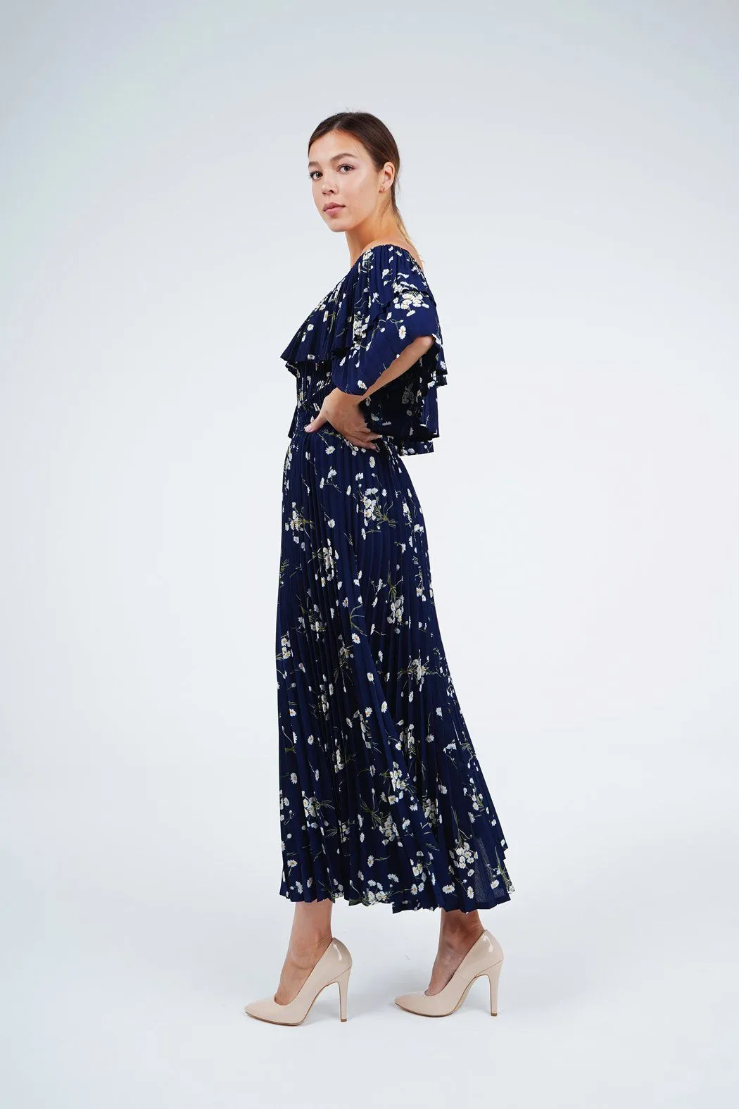 Marrie Summer Floral Skirt with Off Shoulder Top Set