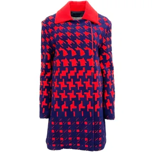 Mary Katrantzou Red / Purple Wool Houndstooth Coat