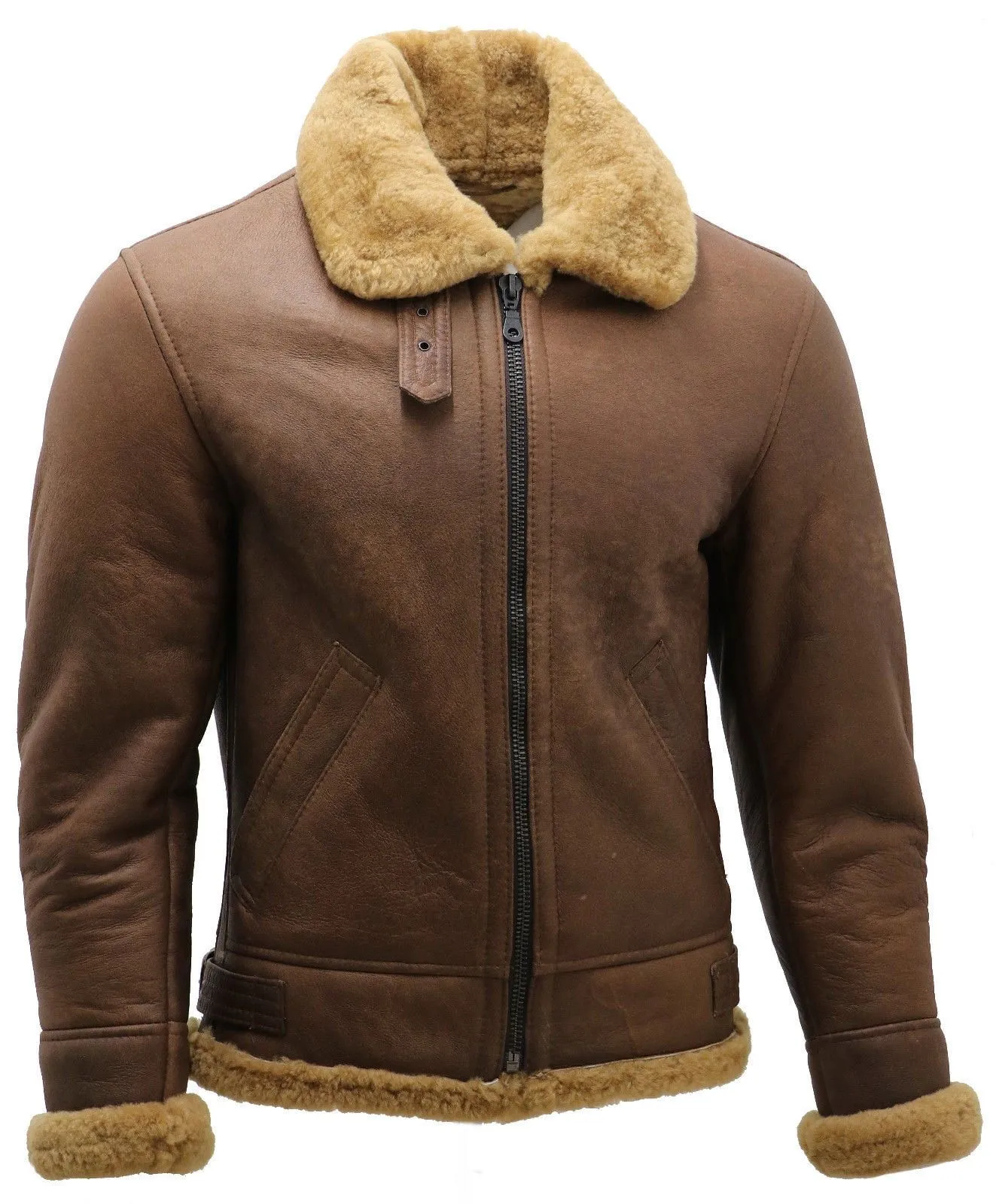 Men's Brown  Sheepskin Flying Jacket (RI)