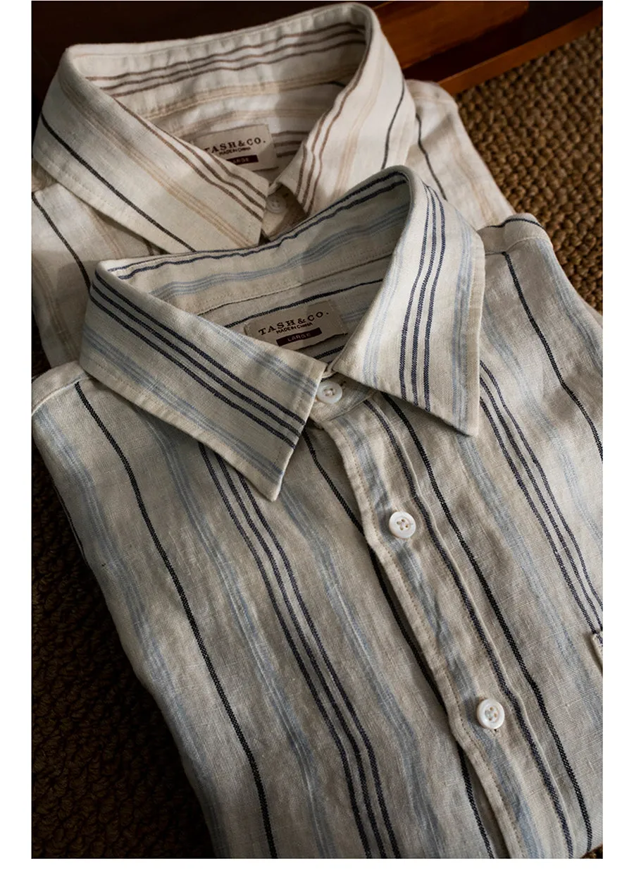 Men's Striped Linen Long Sleeves Shirt