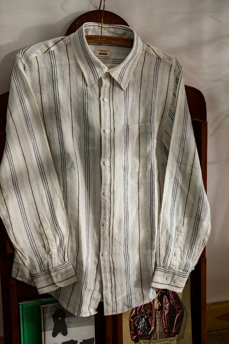 Men's Striped Linen Long Sleeves Shirt