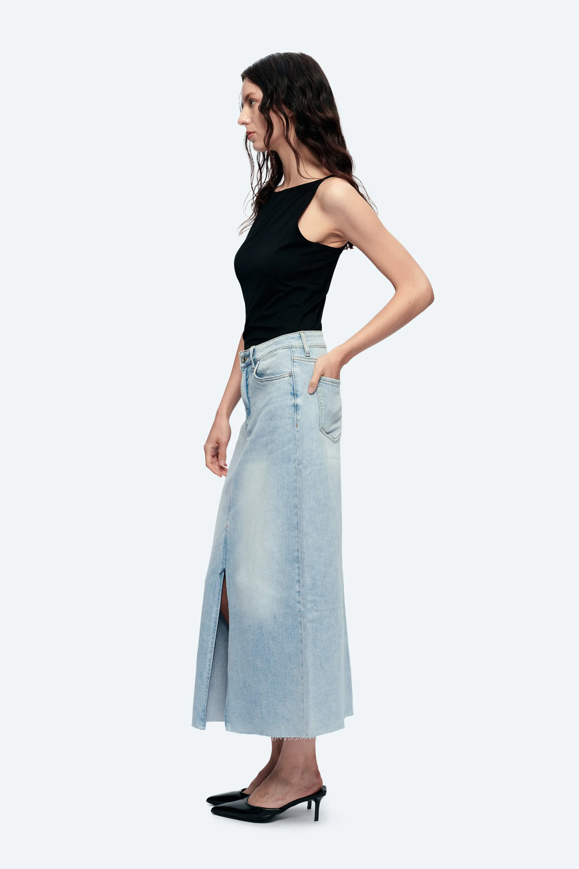 Midi Skirt With Cf Invisible Zip/Slit