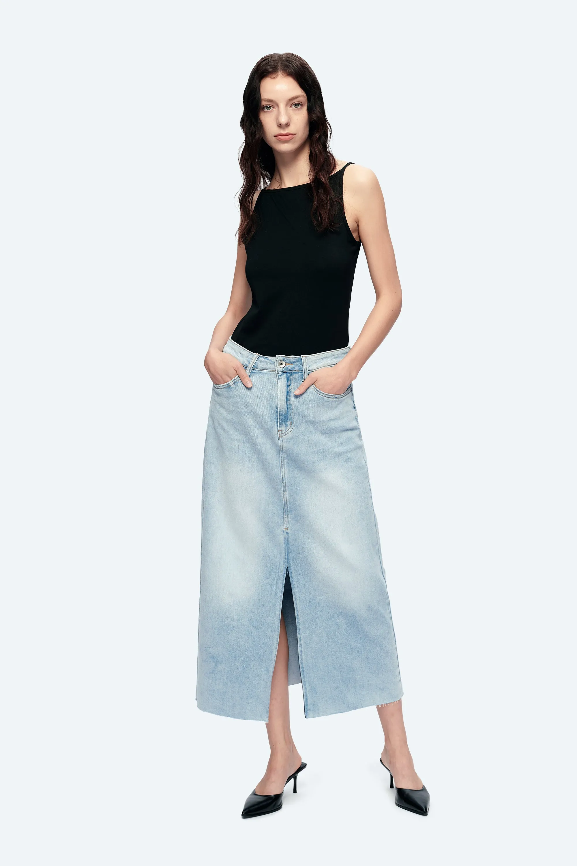 Midi Skirt With Cf Invisible Zip/Slit