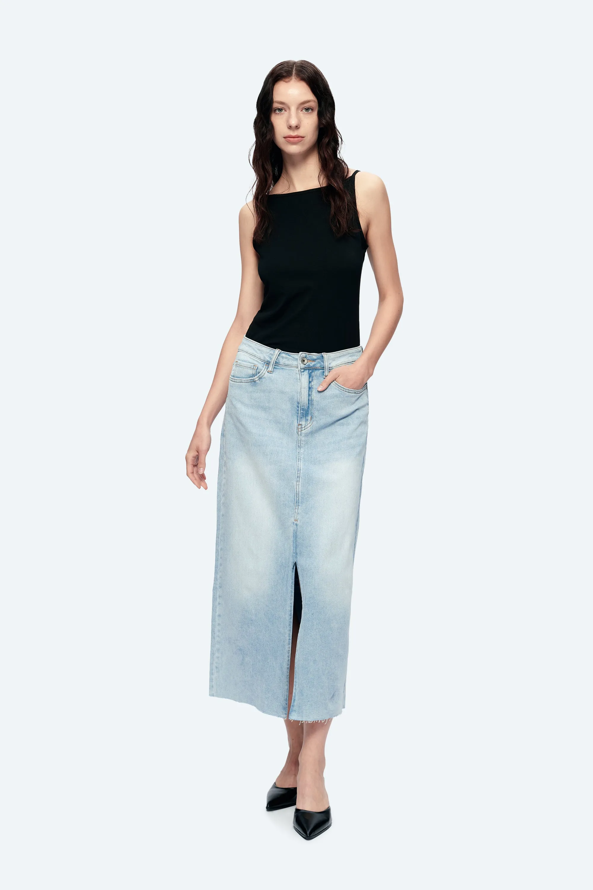 Midi Skirt With Cf Invisible Zip/Slit