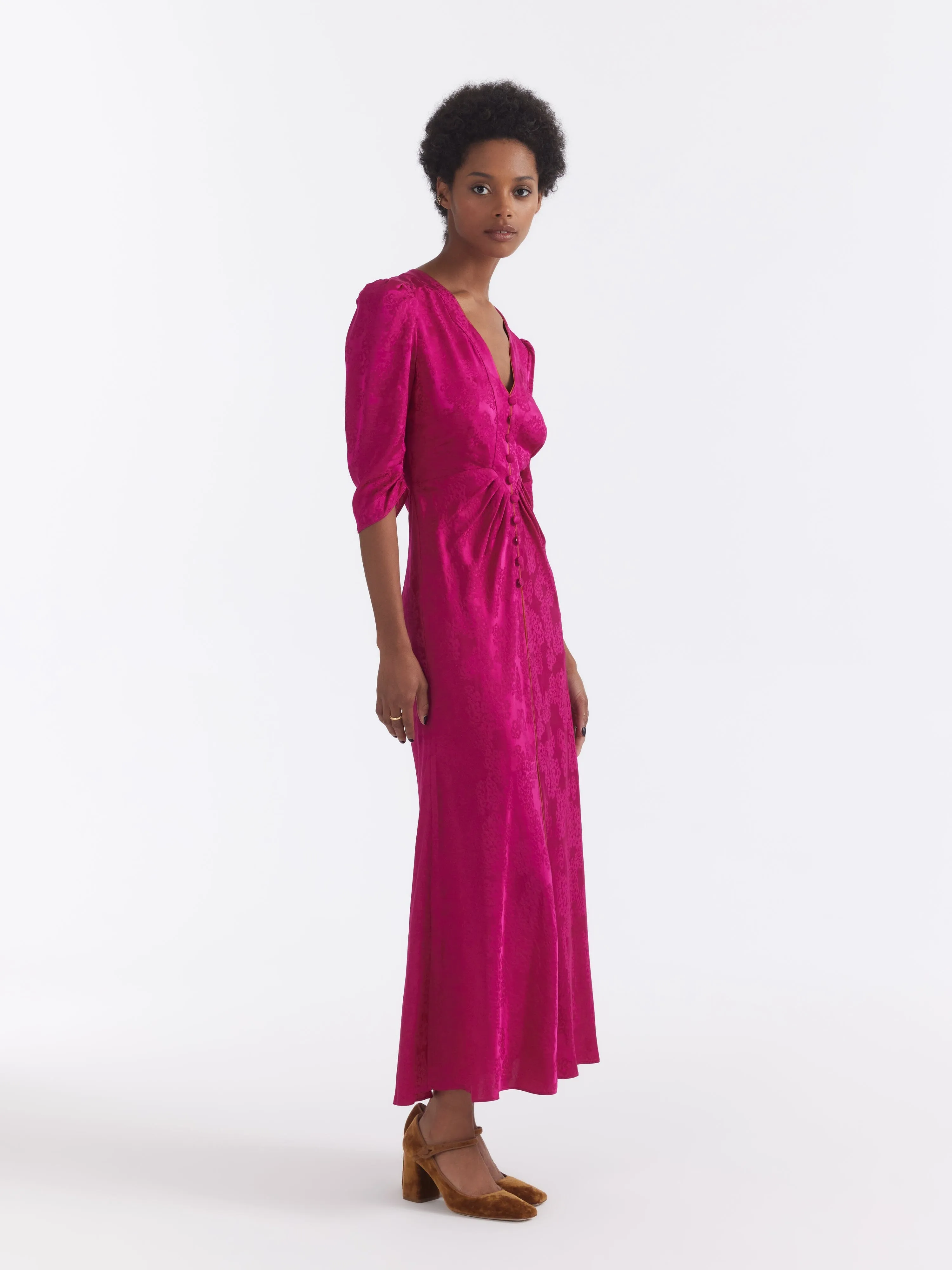 Mitsu B Dress in Bright Azalea